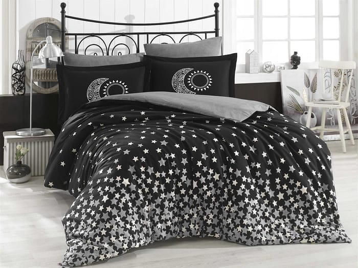 „Hobby Poplin Star’s Siyah“ Спално бельо – 4 части – за спалня - Image 1