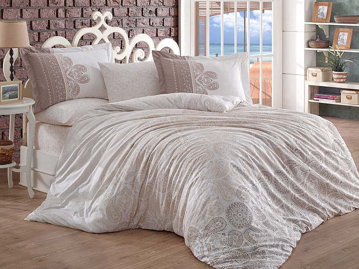 „Hobby Poplin Irene Bej“ Спално бельо – 4 части – за спалня - Image 1