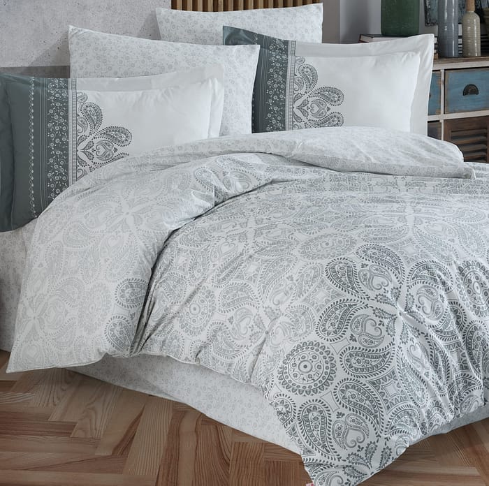 „Hobby Poplin Irene Gri“ Спално бельо – 4 части – за спалня - Image 2